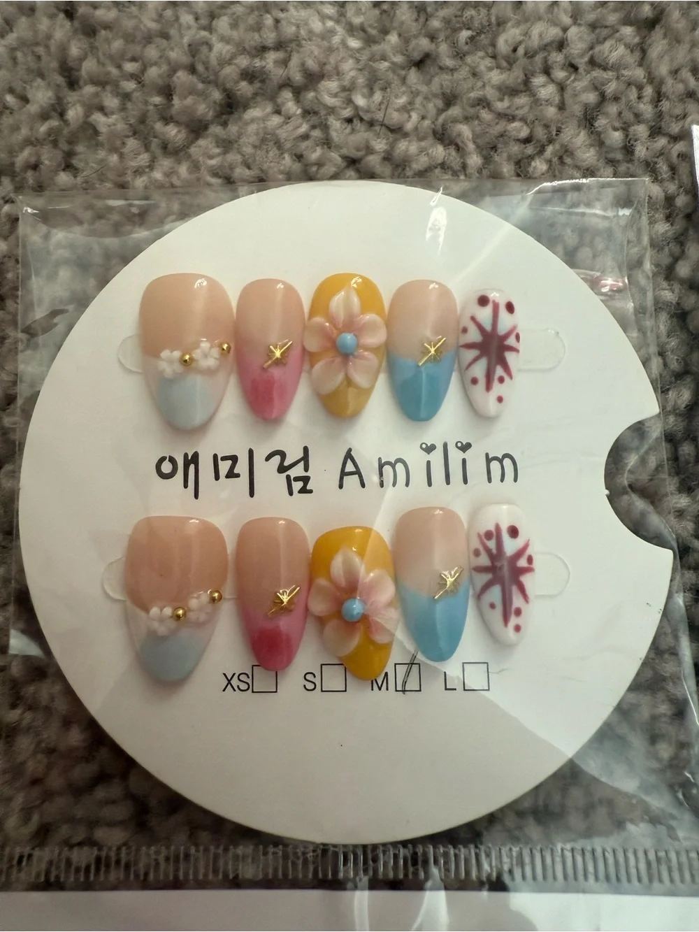 Assorted Pink & Black Press-On Nail Set bundle SIZE M – Decorative Nail Art